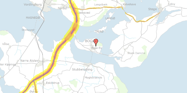 Trafikstøjkort på Østkildevej 63, 4793 Bogø By