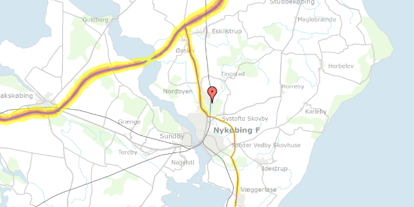 Trafikstøjkort på Bangsebro Alle 42, 4800 Nykøbing F