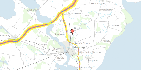 Trafikstøjkort på Bangsebrovej 73B, 4800 Nykøbing F