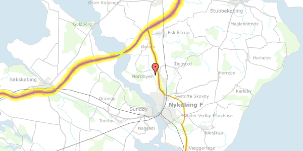 Trafikstøjkort på Holmen 14, 4800 Nykøbing F