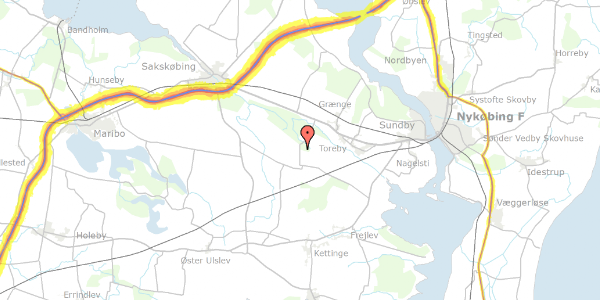 Trafikstøjkort på Rosenlundvej 18, 4891 Toreby L