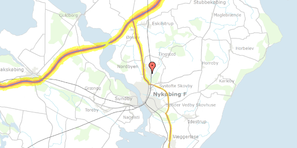 Trafikstøjkort på Vandværksvej 95, 4800 Nykøbing F