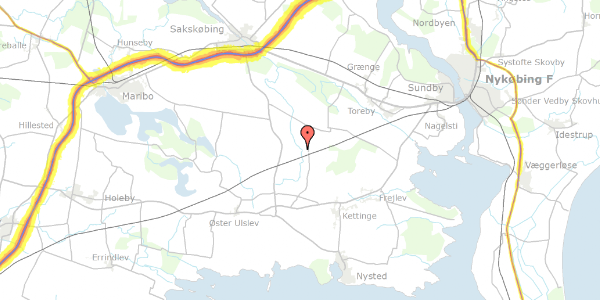 Trafikstøjkort på Østerby 10, 4990 Sakskøbing