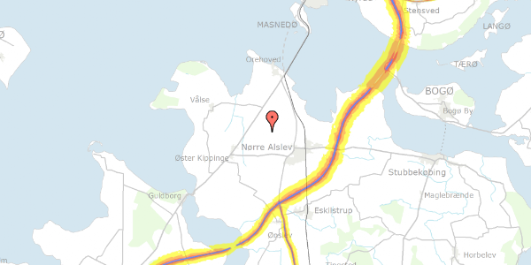 Trafikstøjkort på Baunehøjen 17, 4840 Nørre Alslev