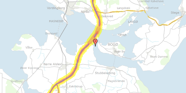 Trafikstøjkort på Birkevænget 21, 4850 Stubbekøbing