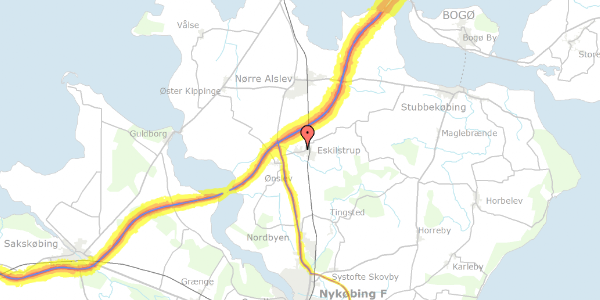 Trafikstøjkort på Bøgevej 4, 4863 Eskilstrup