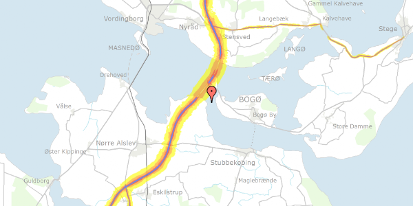 Trafikstøjkort på Bøgevænget 7, 4850 Stubbekøbing