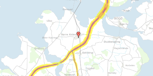 Trafikstøjkort på Dahliavej 4, 4840 Nørre Alslev