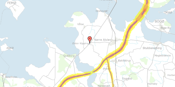 Trafikstøjkort på Damgårdsvej 1, 4840 Nørre Alslev