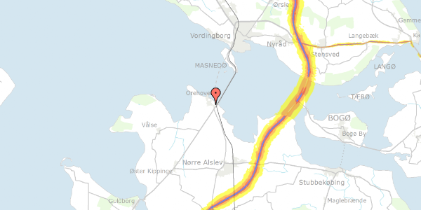 Trafikstøjkort på Ellehammersvej 2, 4840 Nørre Alslev