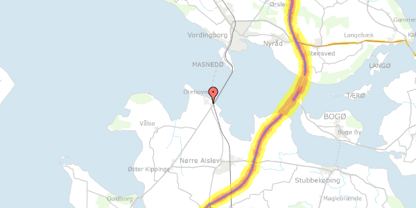 Trafikstøjkort på Ellehammersvej 6, 4840 Nørre Alslev