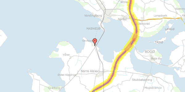 Trafikstøjkort på Ellehammersvej 11B, 4840 Nørre Alslev