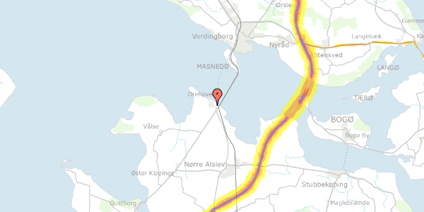 Trafikstøjkort på Ellehammersvej 18B, 4840 Nørre Alslev