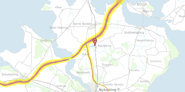 Trafikstøjkort på Elmevej 4, 4863 Eskilstrup