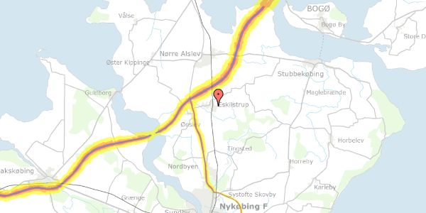 Trafikstøjkort på Eskilstrup Jernbanegade 3, 4863 Eskilstrup