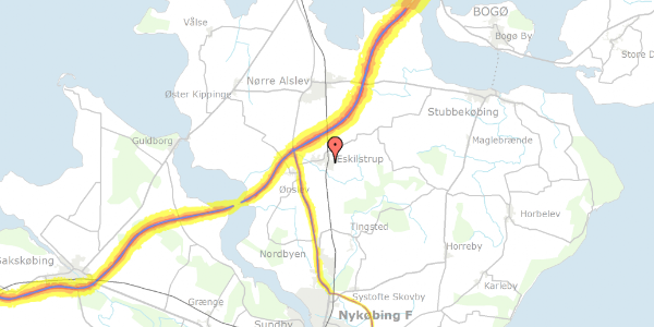 Trafikstøjkort på Boderupvej 3, 4863 Eskilstrup