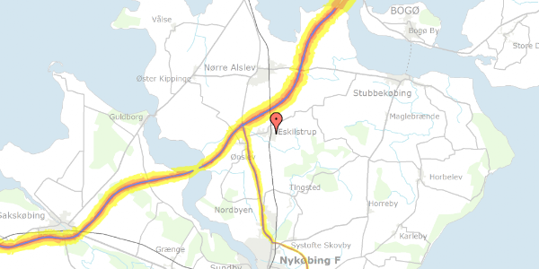 Trafikstøjkort på Eskilstrup Vestergade 14A, 4863 Eskilstrup