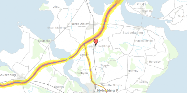 Trafikstøjkort på Eskilstrup Vestergade 20, 4863 Eskilstrup