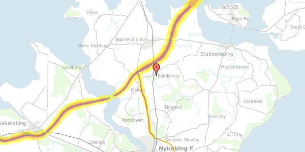 Trafikstøjkort på Eskilstrup Vestergade 24, 4863 Eskilstrup