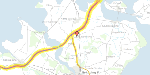 Trafikstøjkort på Eskilstrup Vestergade 75, 4863 Eskilstrup