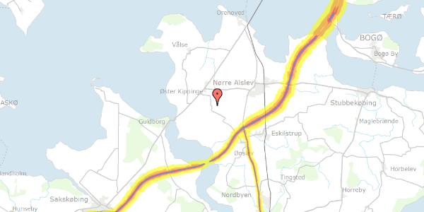 Trafikstøjkort på Frihedsmindevej 3, 4840 Nørre Alslev