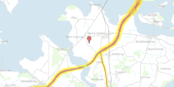 Trafikstøjkort på Frihedsmindevej 4, 4840 Nørre Alslev