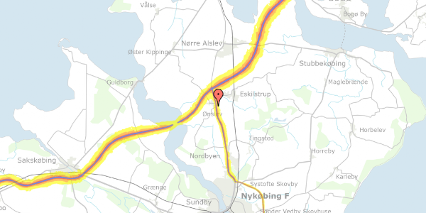 Trafikstøjkort på Gartnervænget 18, 4863 Eskilstrup