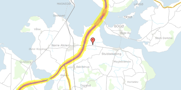 Trafikstøjkort på Gundslev Kirkevej 3, 4840 Nørre Alslev