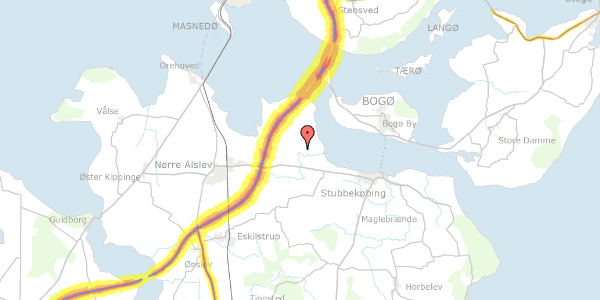 Trafikstøjkort på Gundslev Kirkevej 14, 4850 Stubbekøbing