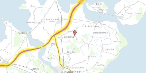 Trafikstøjkort på Gundslevmagle Skovvej 19, 4863 Eskilstrup