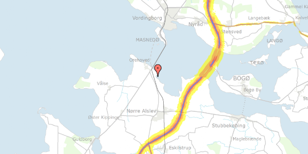 Trafikstøjkort på Gåbense Strandvej 6, 4840 Nørre Alslev