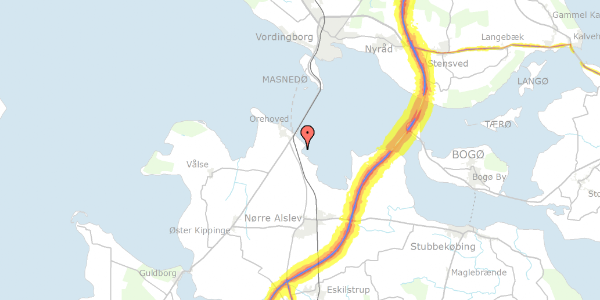 Trafikstøjkort på Gåbense Strandvej 21, 4840 Nørre Alslev