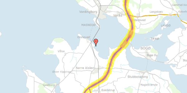 Trafikstøjkort på Gåbense Strandvej 31, 4840 Nørre Alslev