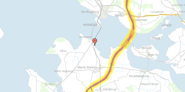 Trafikstøjkort på Gåbensevej 66, 4840 Nørre Alslev