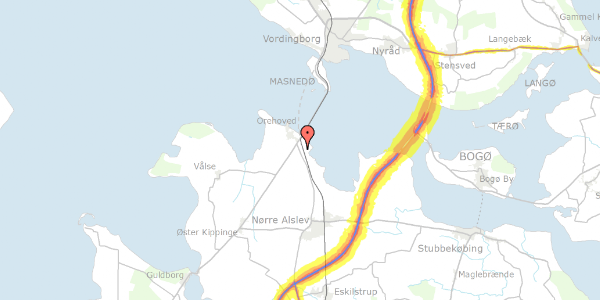 Trafikstøjkort på Gåbensevej 68, 4840 Nørre Alslev