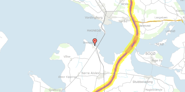 Trafikstøjkort på Havnegade 2, 4840 Nørre Alslev