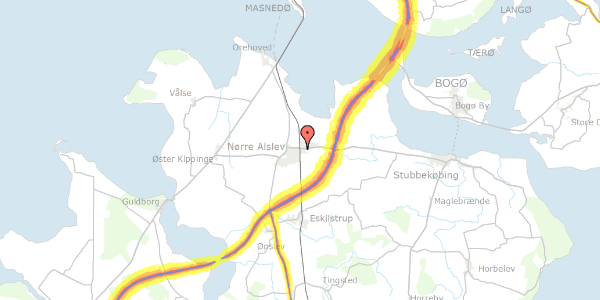 Trafikstøjkort på Hollandiavej 6B, 4840 Nørre Alslev