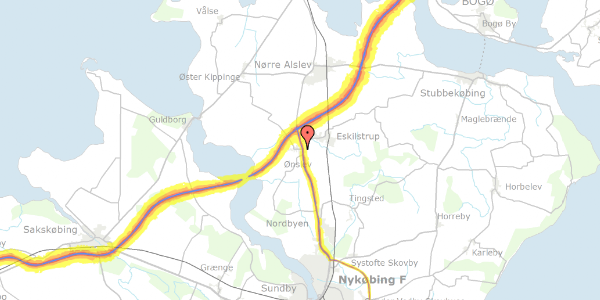 Trafikstøjkort på Humlevænget 1, 4863 Eskilstrup