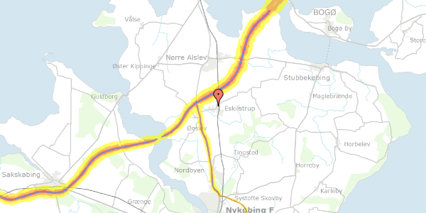 Trafikstøjkort på Irisvej 13, 4863 Eskilstrup