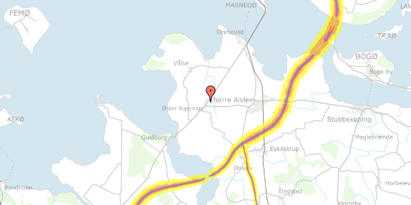 Trafikstøjkort på Kippingevej 15, 4840 Nørre Alslev