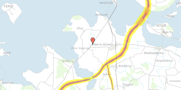 Trafikstøjkort på Kippingevej 25, 4840 Nørre Alslev