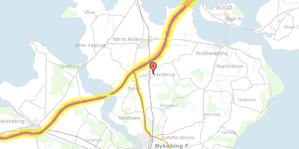 Trafikstøjkort på Kirkevænget 16, 4863 Eskilstrup