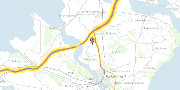 Trafikstøjkort på Klodskovvej 56, 4863 Eskilstrup