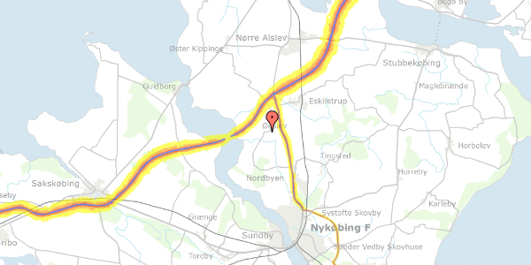 Trafikstøjkort på Klodskovvej 68, 4863 Eskilstrup