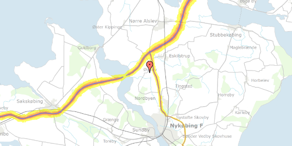 Trafikstøjkort på Klodskovvej 74, 4863 Eskilstrup