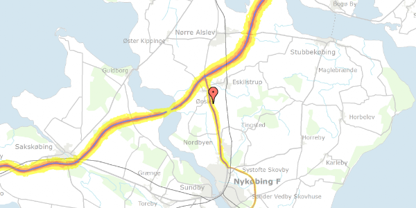 Trafikstøjkort på Klodskovvej 76, 4863 Eskilstrup