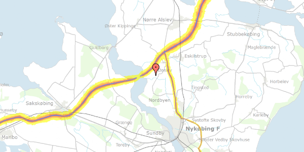 Trafikstøjkort på Klodskovvej 85, 4863 Eskilstrup