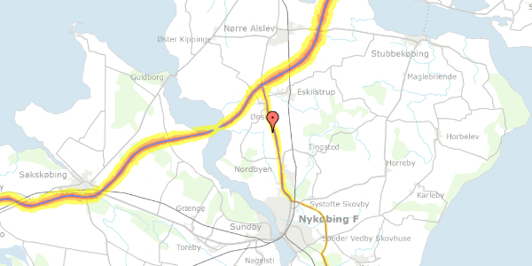 Trafikstøjkort på Klodskovvej 88, 4800 Nykøbing F