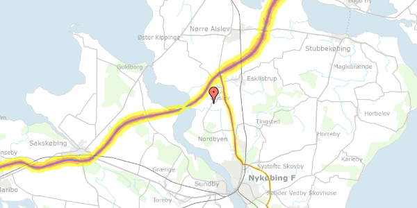 Trafikstøjkort på Klodskovvej 89, 4863 Eskilstrup