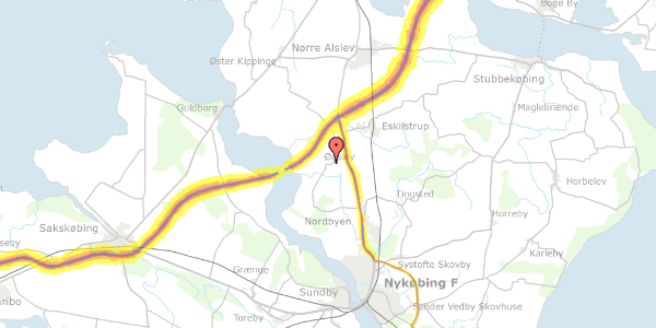 Trafikstøjkort på Klodskovvej 95, 4863 Eskilstrup